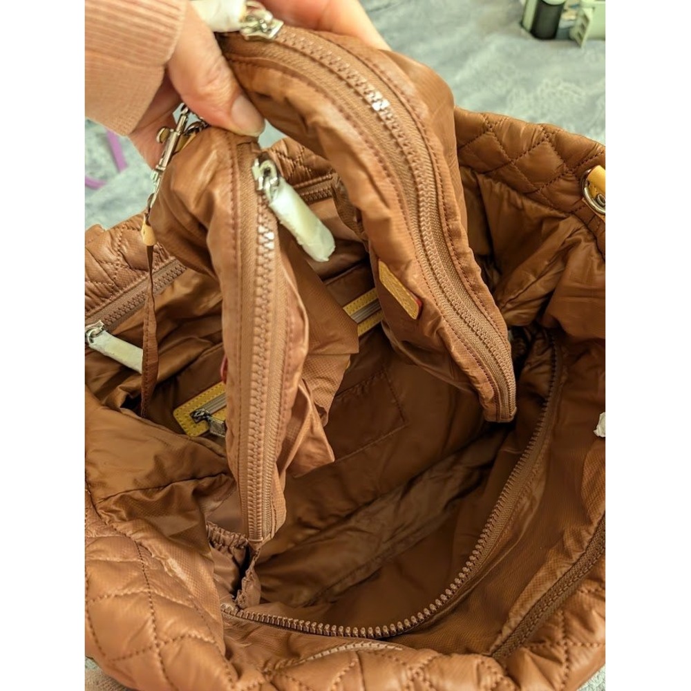 MZ Wallace Quilted Tote in Cognac Brown Nylon - Picture 11 of 16